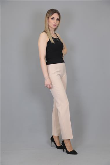 Lastikli Dar Paça Pantolon-Vizon