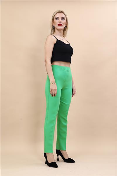 Lastikli Dar Paça Pantolon-Yeşil