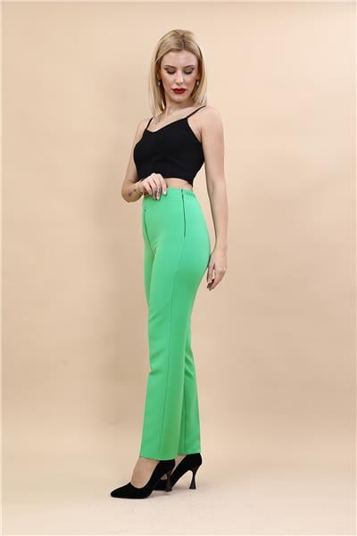 Lastikli Dar Paça Pantolon-Yeşil