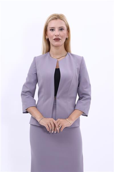 Oval Yaka Kısa Ceket-Antrasit