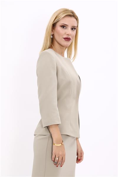 Oval Yaka Kısa Ceket-Bambu