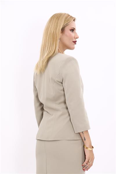Oval Yaka Kısa Ceket-Bambu