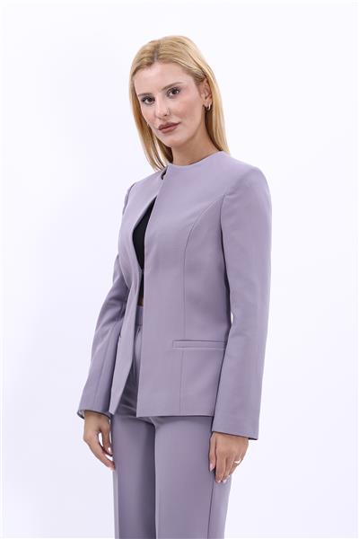 Oval Yaka Yandan Kuplu Klasik Ceket-Antrasit