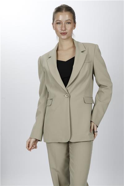 Oversize Tek Düğme Klasik Kadın Ceket-Bambu