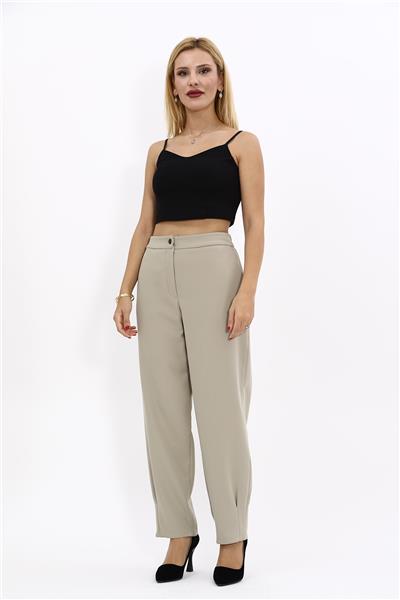 Paçası Pileli Pantolon-Bambu