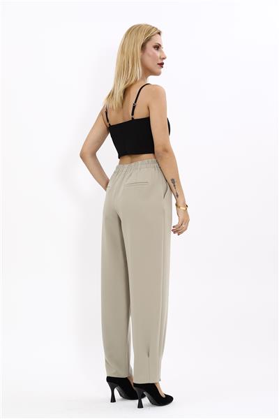 Paçası Pileli Pantolon-Bambu