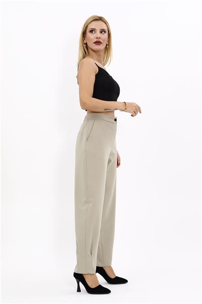 Paçası Pileli Pantolon-Bambu