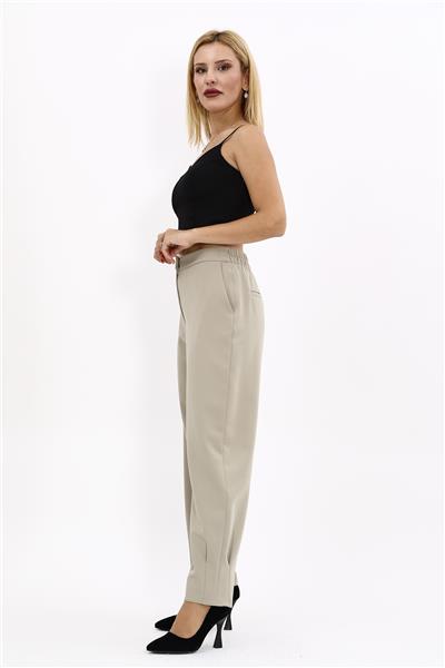 Paçası Pileli Pantolon-Bambu