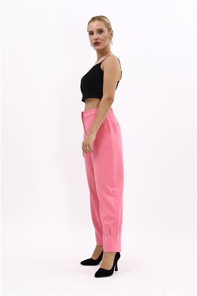 Paçası Pileli Pantolon-Pembe