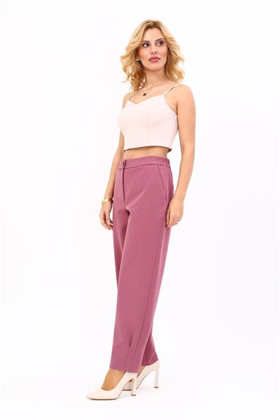 Paçası Pileli Pantolon-Rose