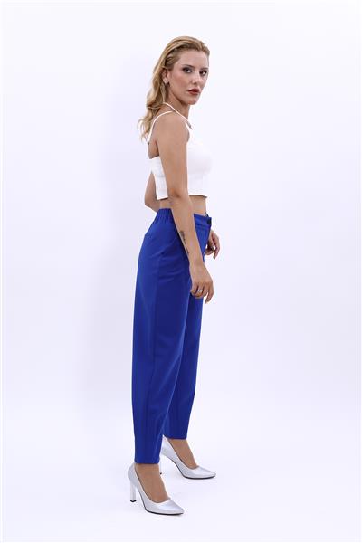 Paçası Pileli Pantolon-Saks