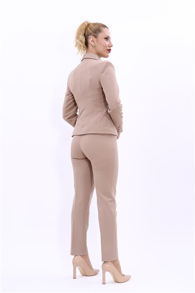 Peplum Ceket & Boru Paça Pantolon Takım-Taş