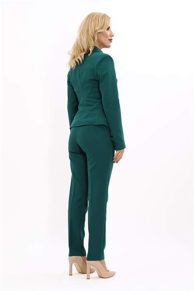 Peplum Ceket & Boru Paça Pantolon Takım-Zümrüt