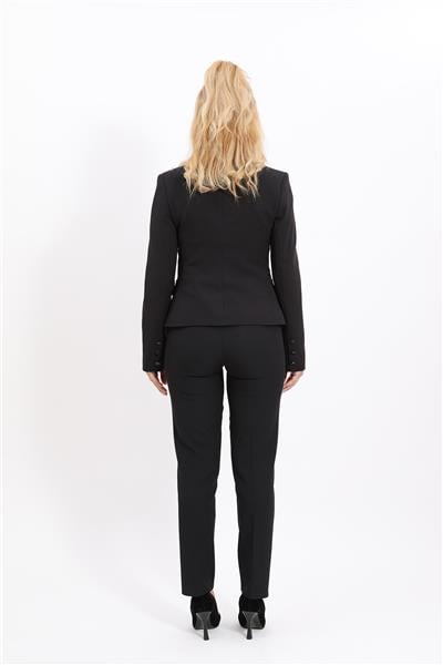 Peplum Ceket & Boru Paça Pantolon Takım-Siyah