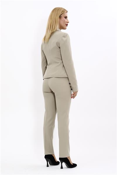 Peplum Ceket & Boru Paça Pantolon Takım-Bambu