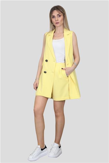Safari Yelek & Safari Şort Takım-Sarı