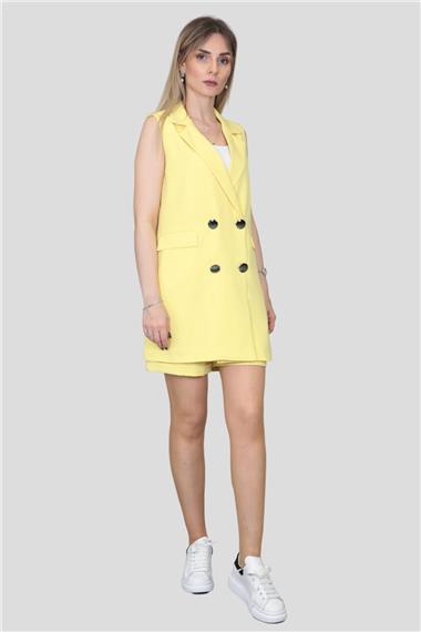 Safari Yelek & Safari Şort Takım-Sarı