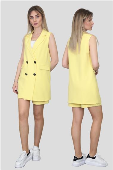 Safari Yelek & Safari Şort Takım-Sarı
