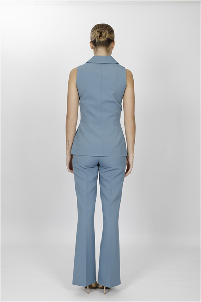 ŞAL YAKA BİRİTLİ YELEK TAKIM 1536506-Deniz