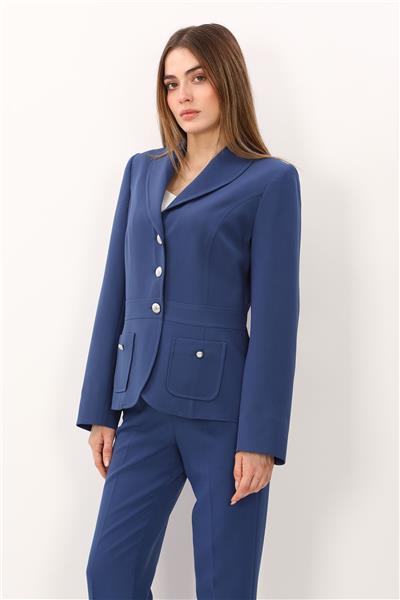 Şal Yaka Torba Cepli Ceket-İndigo