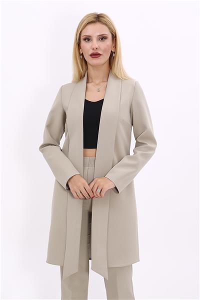 Şal Yaka Uzun Ceket-Bambu