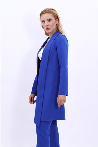 Şal Yaka Uzun Ceket-Saks