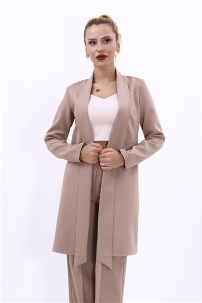 Şal Yaka Uzun Ceket-Taş