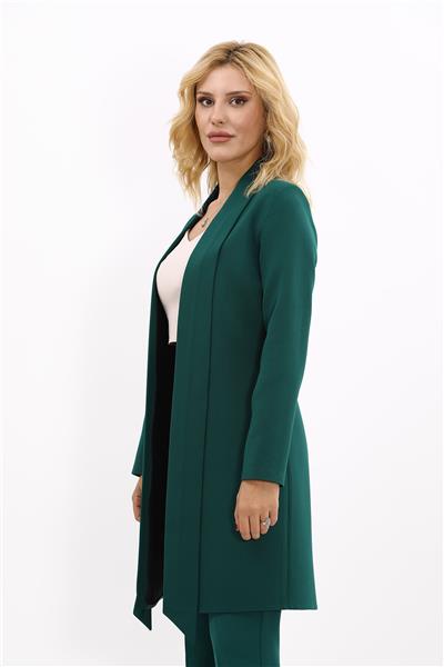 Şal Yaka Uzun Ceket-Zümrüt