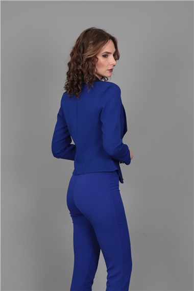 Amerikan Yaka Konbin Renkli Ceket-Saks