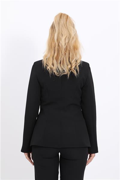 Sıfır Yaka Boydan Düğmeli Ceket-Siyah