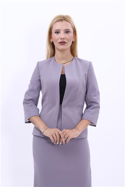 Sıfır Yaka Düz Kısa Ceket-Antrasit