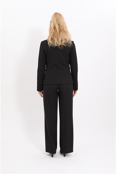 Tek Düğmeli Klasik Ceket & Bol Paça Pantolon-Siyah