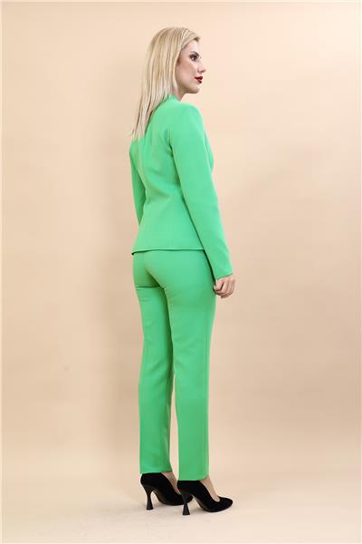 Tek Düğmeli Klasik Ceket & Dar Paça Pantolon-Yeşil