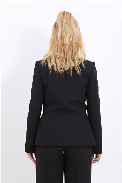 V Yaka Boydan Kuplu Kılasik Ceket-Siyah