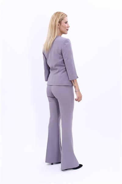 V Yaka Boydan Kuplu Kısa Ceket &  İspanyol Paça Pantolon-Antrasit