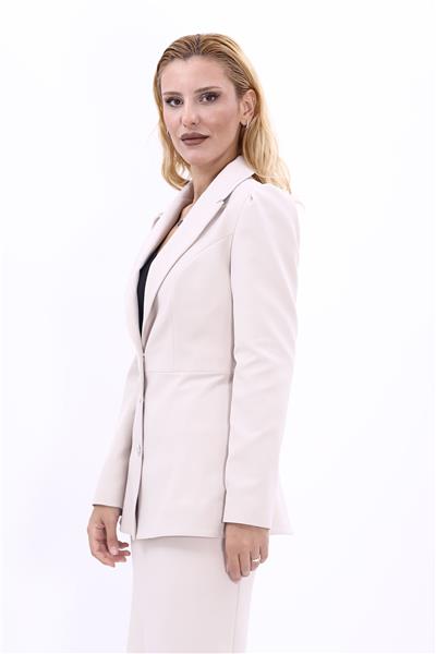 Yakalı Model Kadın Ceket -Bej