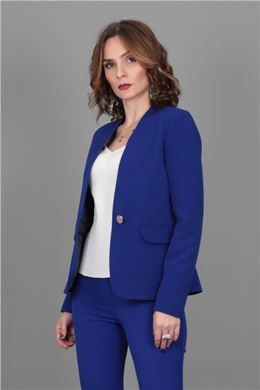 Tek Düğmeli Klasik Ceket-Saks