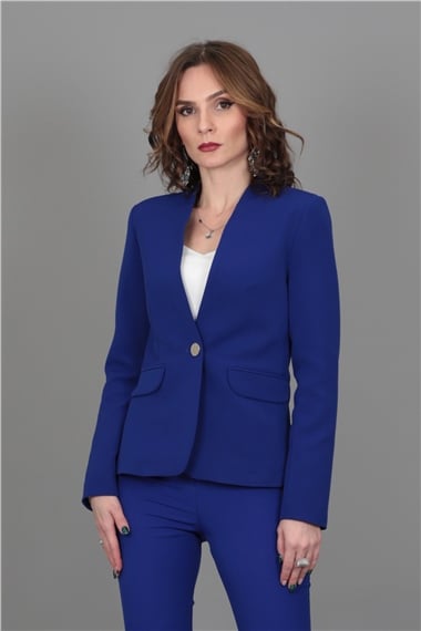 Tek Düğmeli Klasik Ceket-Saks