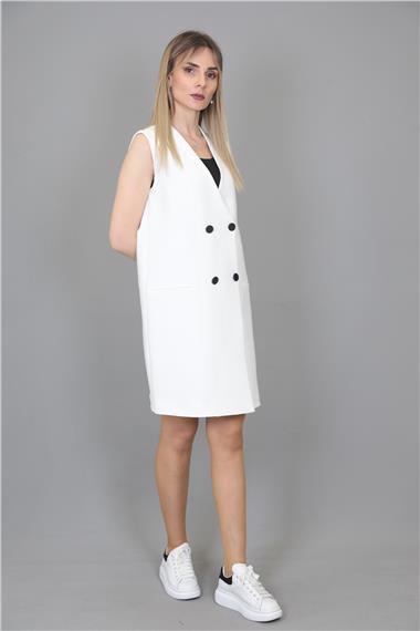 Yelek Elbise-Beyaz