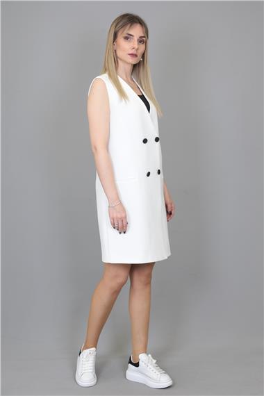 Yelek Elbise-Beyaz