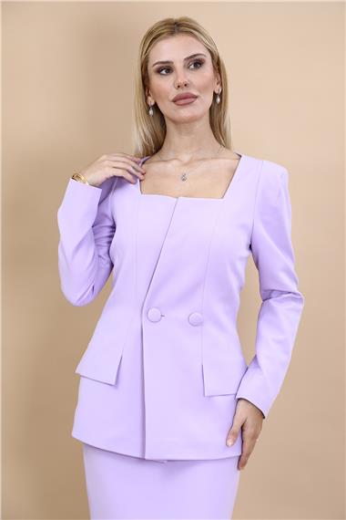 Kare Yaka Ceket-Menekşe