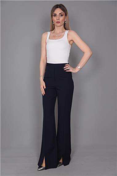 Yırtmaçlı İspanyol Paç Pantolon-Lacivert