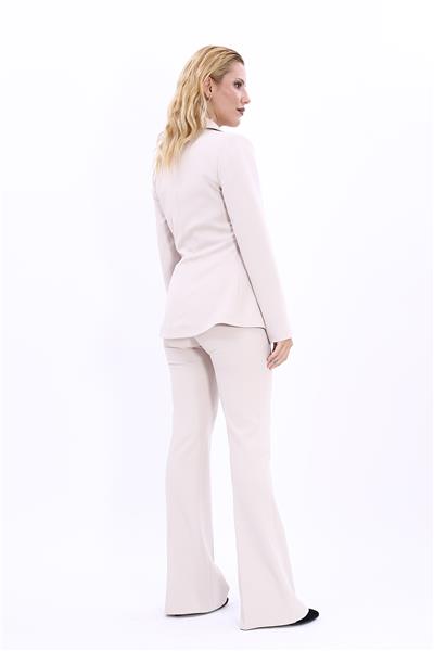 Yonca Ceket & İspanyol  Paça Pantolon Takım-Gri