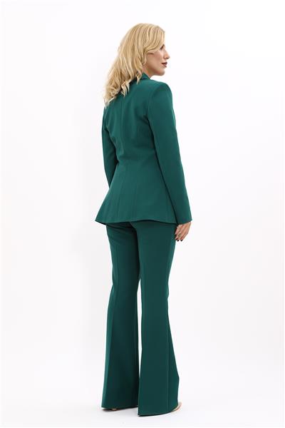 Yonca Ceket & İspanyol  Paça Pantolon Takım-Zümrüt
