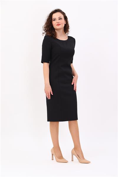 Zarif Kısa Kol Kokteyl Kadın Elbise-Siyah