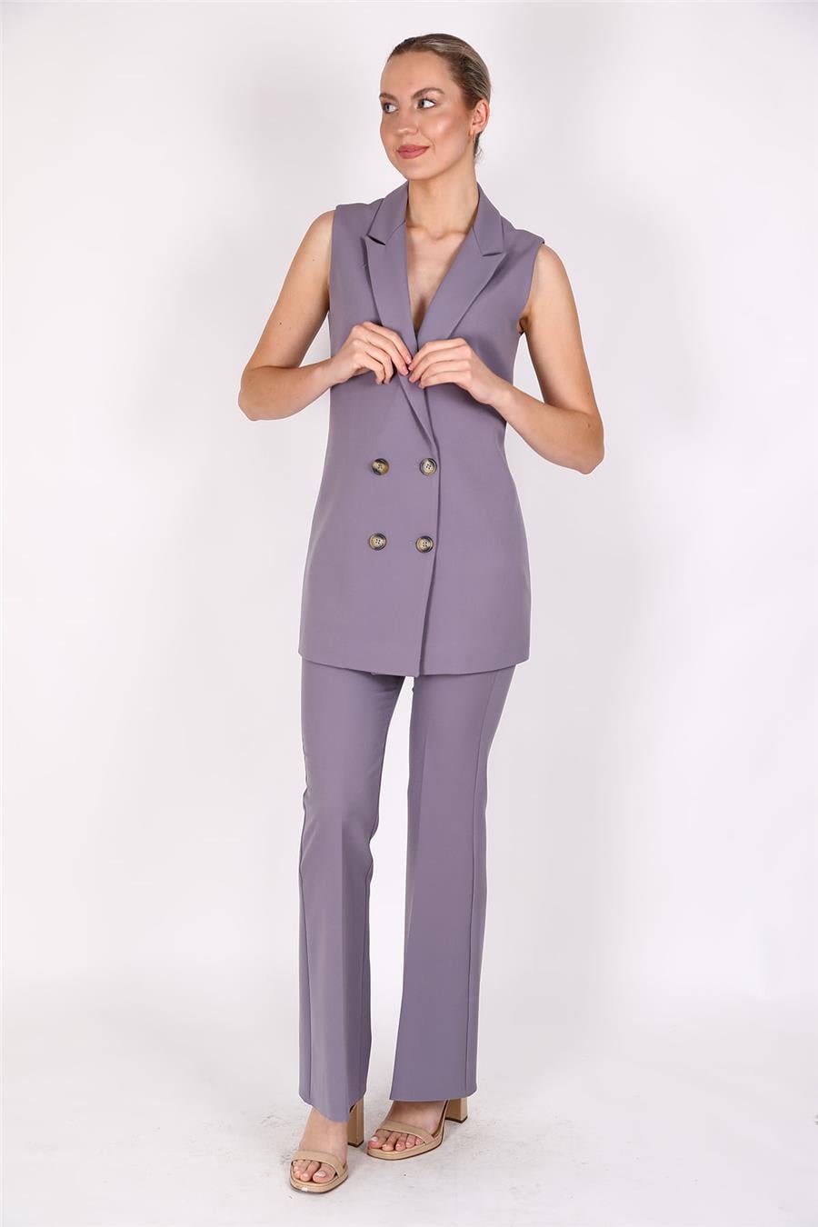  Midi Boy Klasik Yelek & İspanyol Paça Pantolon-Antrasit Önder Özsoy 1522530 Crop Takım