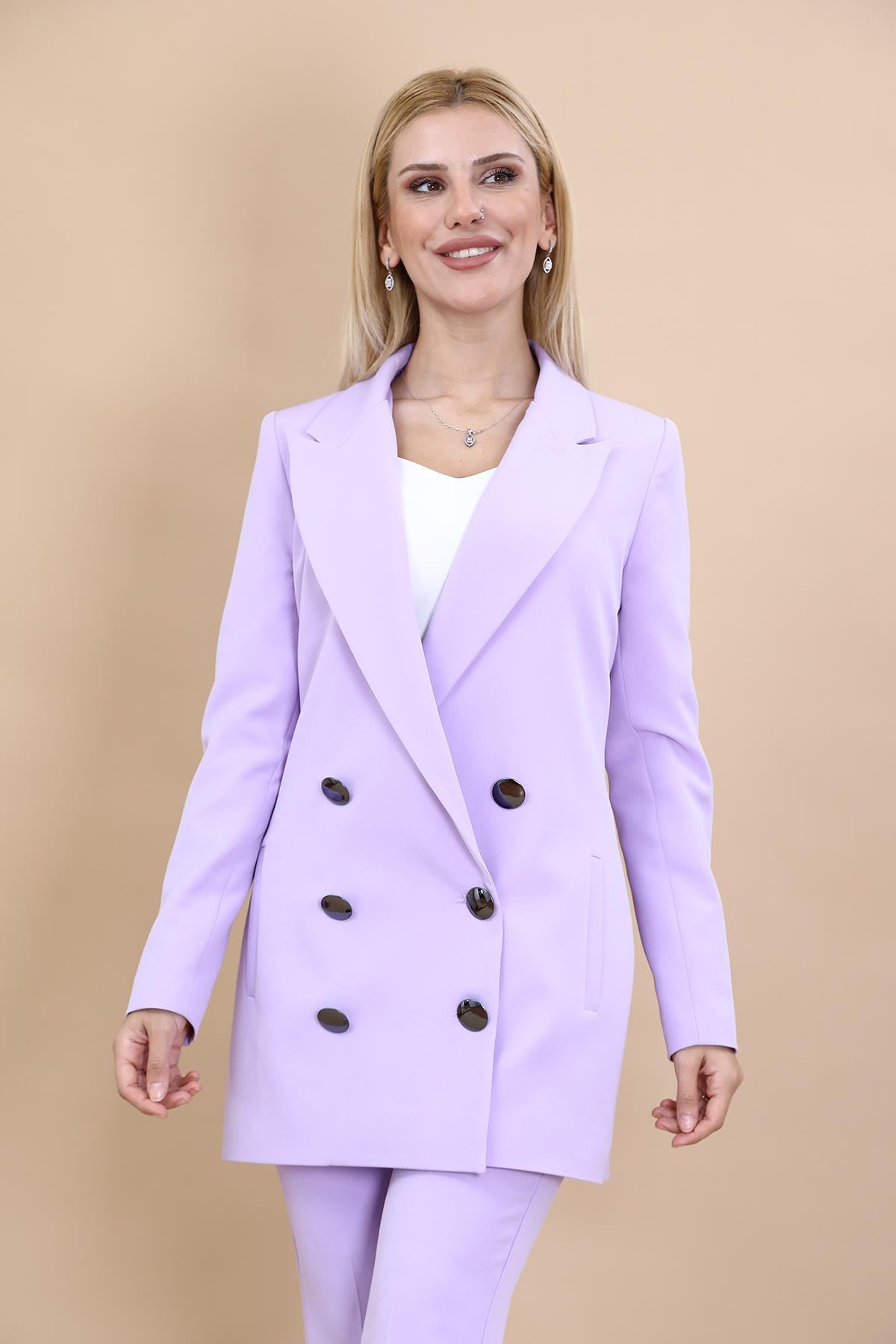  Uzun Klasik Blazer Ceket-Menekşe Önder Özsoy 1066100 Uzun Klasik Blazer Ceket