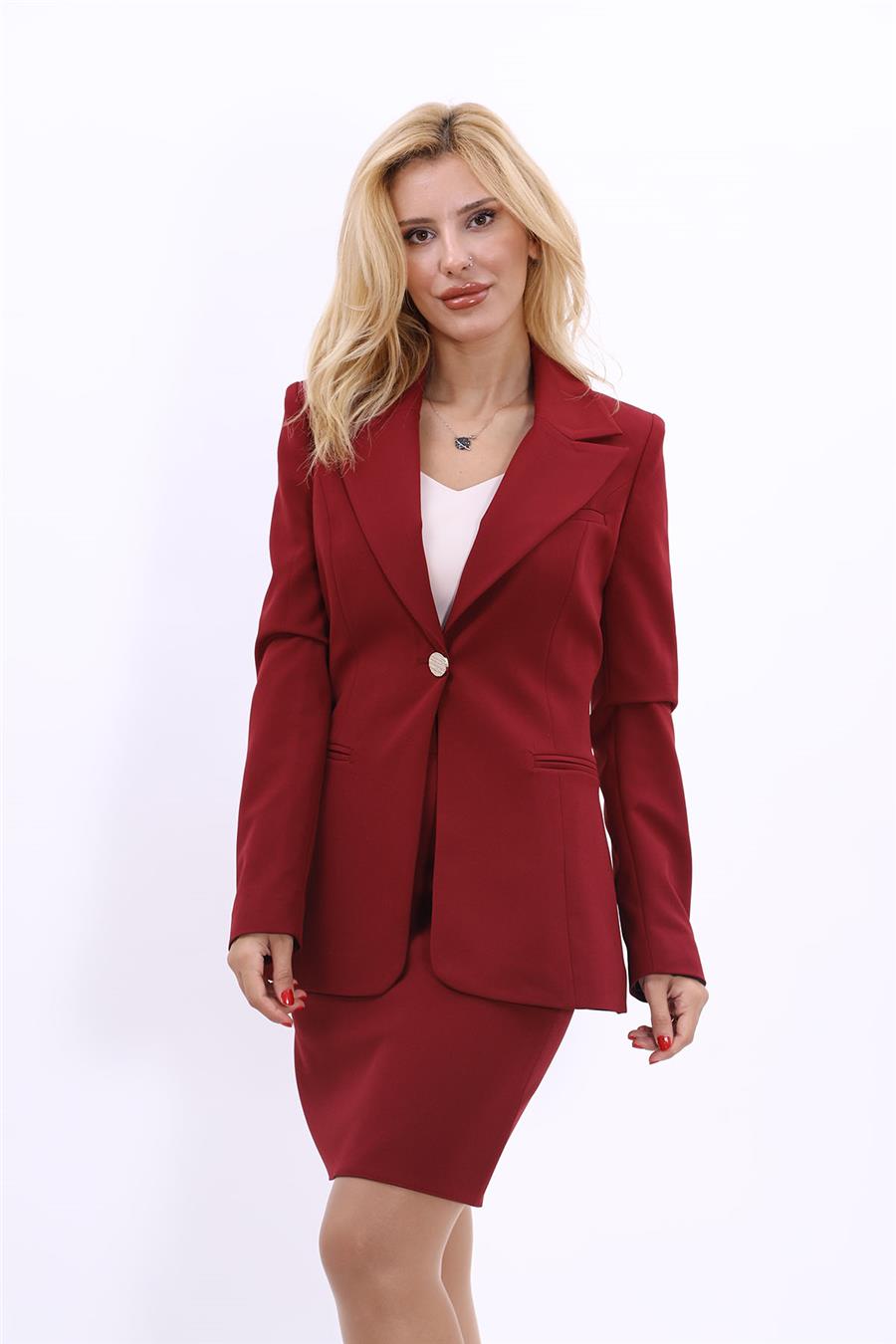  Yakalı Klasik Ceket-Bordo Önder Özsoy 2125100 Kısa Ceket