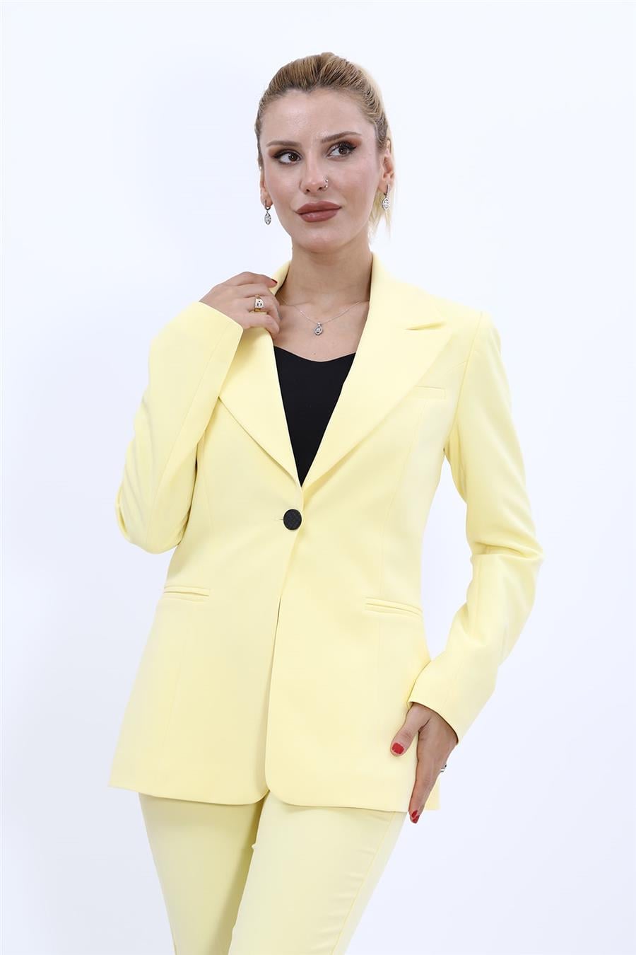  Yakalı Klasik Ceket-Sarı Önder Özsoy 2125100 Kısa Ceket
