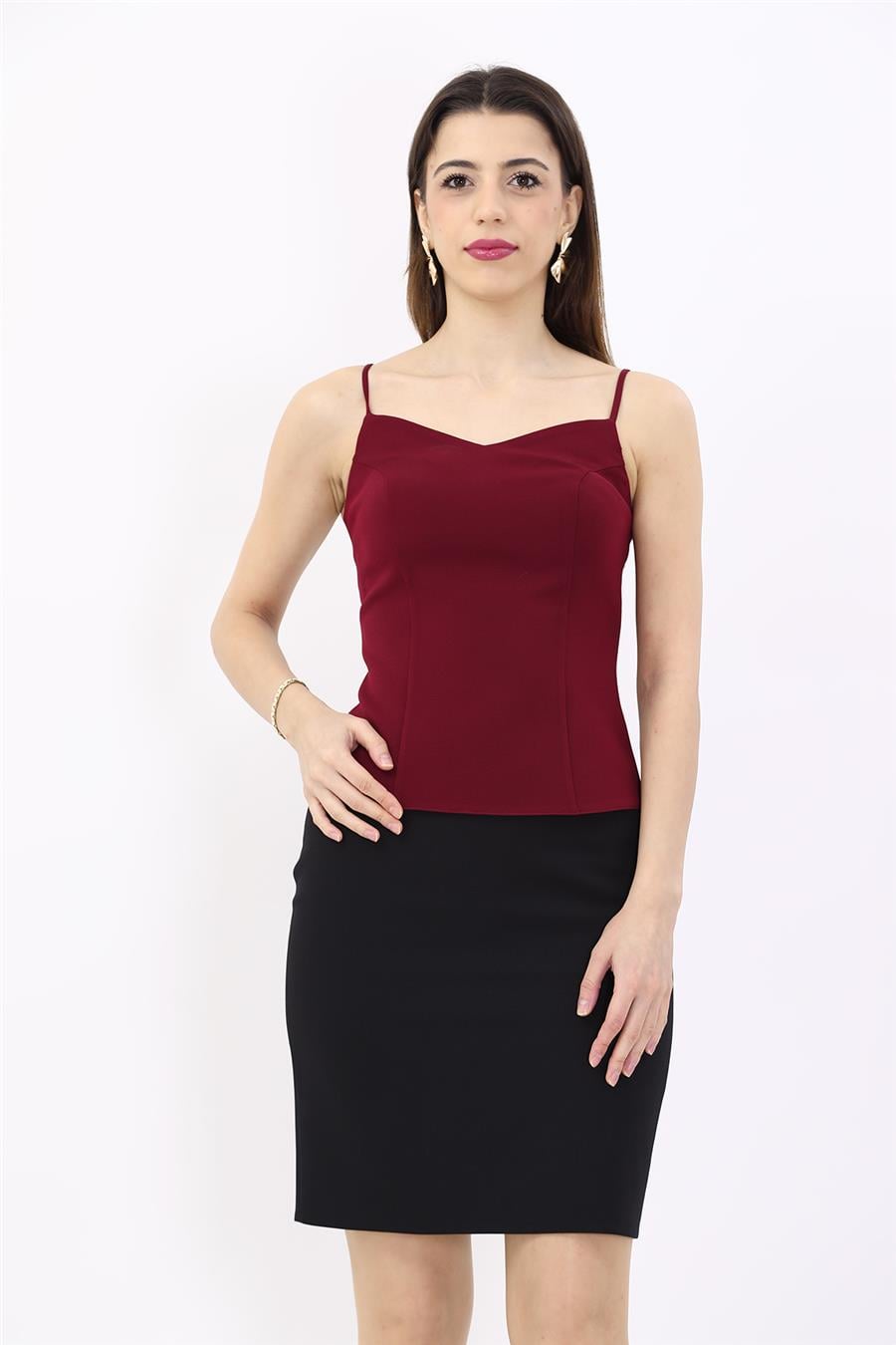 Askılı Grop-Bordo Önder Özsoy 3510100 Askılı Crop